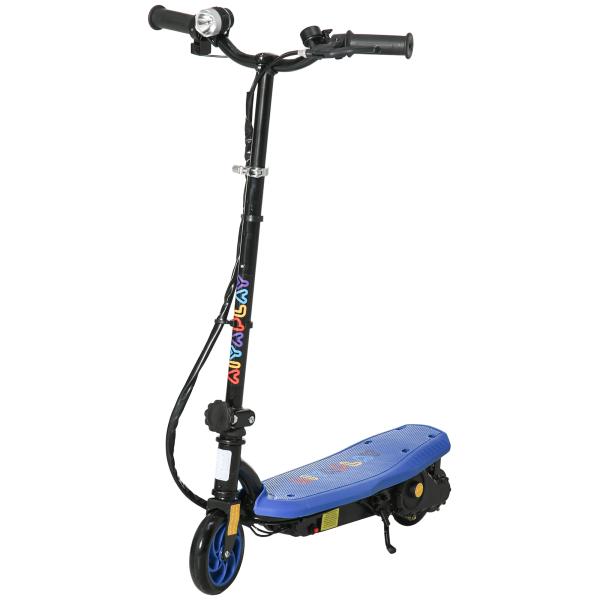 Trotinete Elétrica Dobrável com Velocidade Máx. 12 km/h Motor 120 W Autonomia Máxima 10 km e Farol LED 75x48x93 - 105 cm Azul