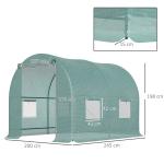 Estufa Tipo Túnel 250x200x200cm Estufa de Jardim com Janelas e Portas Enroláveis para Cultivo de Plantas Verde