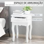 Mesa de Cabeceira com 1 Gaveta Mesa Auxiliar de Madeira para Dormitório Sala de Estar Estilo Moderno 40x35x60cm Branco