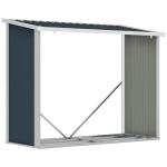 Abrigo para Lenha de Aço Galvanizado Abrigo de Armazenamento de Lenhas com Teto Inclinado para Jardim Terraço Exterior 185x84x133,5/148,5 cm Cinza