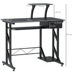 Mesa de Computador com 1 Gaveta Bandeja para Teclado e Suporte para CPU para Escritório Estúdio 90x50x95 cm Preto