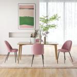 Conjunto de 4 Cadeiras de Sala de Jantar Modernas Cadeiras Estofadas em Veludo com Encosto Alto e Pés de Aço 50x52x83 cm Rosa