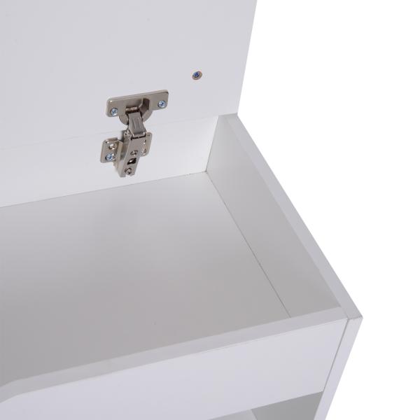 Banco Sapateira com Armazenamento Gaveta Prateleira e Assento Acolchoado para Entrada Estilo Moderno 80x30x47cm Branco