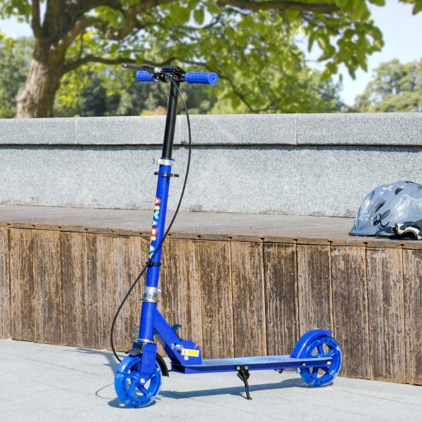 Trotinete Infantil Dobrável 3 - 8 Anos com 2 Rodas, Luzes, Guiador Ajustável em 4 Alturas e Travão Duplo, Azul
