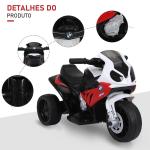 Mota Elétrica BMW para Crianças entre 18 - 36 Meses 6V com Faróis Música e Velocidade Máx. de 2,5 km/h 66x37x44 cm Vermelho
