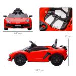 Carro Elétrico Lamborghini para Crianças 12V Velocidade 5km/h Controlo Remoto MP3 e Luzes 107,5x63x42 cm Vermelho