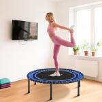 Trampolim de Fitness Adultos Ø114 cm com Estrutura de Aço Reforçada para Treino de Pernas Corpo Azul e Preto