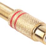 Ficha RCA Fêmea Banho de Ouro (Cabo Ø0,6mm) - Vermelho