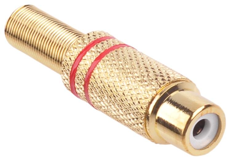 Ficha RCA Fêmea Banho de Ouro (Cabo Ø0,6mm) - Vermelho