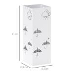 Suporte para Guarda Chuva de Aço com 4 Ganchos e Bandeja de Gotejamento Amovível 15,5x15,5x41 cm Branco