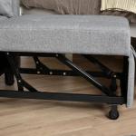 Sofá - cama Individual Poltrona com encosto reclinável Almofada removível Assento acolchoado e 4 rodas 69x82.5x84 cm Cinza
