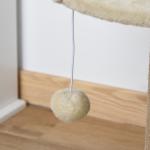 Arranhador para Gatos Pequeno 49 cm com Poste em Juta, Cama e Bola Pendente, 40x40x49 cm, Bege