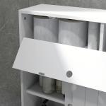 Armário Auxiliar Casa de Banho com 4 Rodas 2 Compartimentos para Papel Higiénico Armário e Prateleiras Ajustáveis 52x17x67 cm Branco