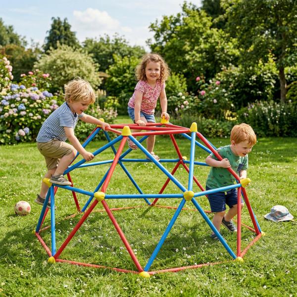 Cúpula de Escalada Conjunto de Cúpula Geométrica Parque Infantil para 3 - 8 Anos para Jardim Ø183x90 cm Vermelho e Azul