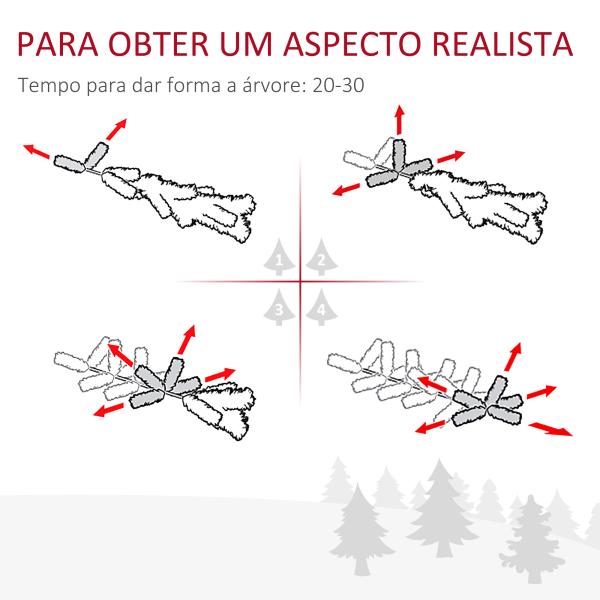 Árvore de Natal Nevada Artificial 180cm com 300 Luzes LED Branco Quente 618 Ramos Ignífugos de PVC Decorações Incluidadas e Base Dobrável Ø65x180cm Verde