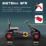 Kart a Pedais para Crianças 5 - 12 Anos com Assento Ajustável Pneus Insufláveis Amortecimento e Travão de Mão 121x58x61cm Vermelho