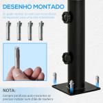 Suporte Chapéu de Sol para Chão de Cimento com 2 Botões de Bloqueio e 4 Parafusos Base de Chapéu de Sol para Mastros de 34/38/48mm 12x12x30cm Preto