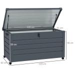 Baú de Exterior 311 L Baú de Armazenamento de Aço Galvanizado com 1 Fechadura para Jardim 120x62x66 cm Cinza Escuro