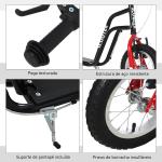 Trotinete para Crianças com Guiador Ajustável em Altura Travão Duplo e Estrutura de Aço 120x58x75 - 80 cm Preto