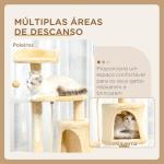 Árvore de gato com plataformas Cabines Bolas de jogo bege 40x40x114cm