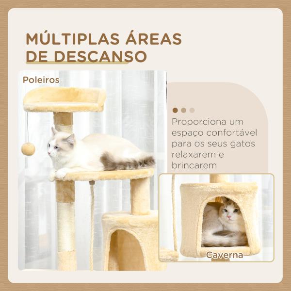 Árvore de gato com plataformas Cabines Bolas de jogo bege 40x40x114cm