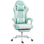 Cadeira Gaming Reclinável 155° com Suporte Lombar com Massagem Apoio de Cabeça e Apoio para os Pés 63x66x126 - 134 cm Azul Claro