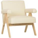 Poltrona Sala de Estar Poltrona Nórdica Poltrona Estofada em PU com Apoio para os Braços 73x70x80 cm Creme