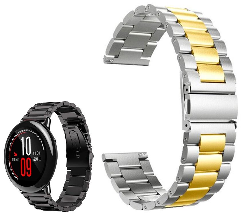 Correia Met. Dual Elos (Dourado) p/ Xiaomi Amazfit Pace/Stratos/Stratos2S/GTR 47mm/Ticwatch/Huawei/