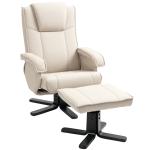 Poltrona Relax Reclinável com Apoio para os Pés Poltrona Giratória Estofada em Linho e Função Baloiço 67x87x96 cm Bege