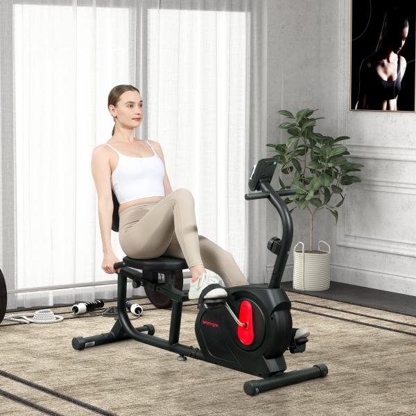 Bicicleta Estática Silenciosa de 8 Níveis de Resistência Magnética com Assento Ajustável Ecrã LCD 103 - 139x61x100,5 cm Preto