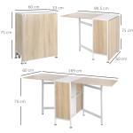 Mesa Dobrável de Arrumação 4 Prateleiras para Sala de Jantar Sala de Estar Mesa Auxiliar de Madeira 169x62x75 cm Carvalho e Branco