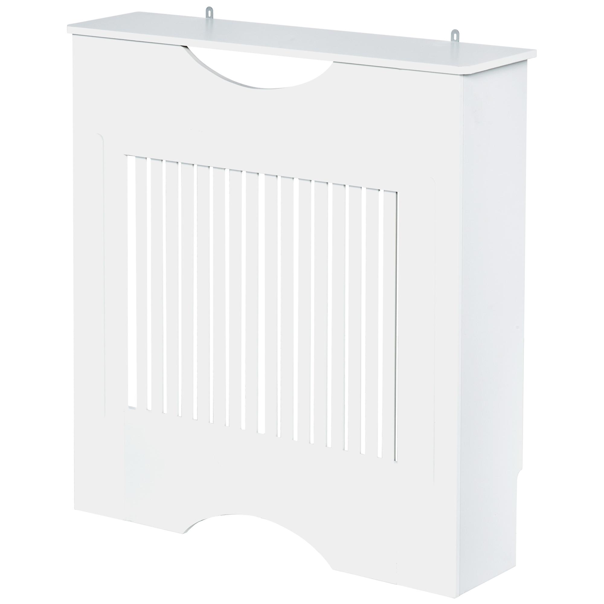 Cobertura Radiador 78x19x82cm Cobertura Radiador de MDF Moderno com Prateleira Carga 10kg e Dispositivo Anti Rolamento para Sala de Estar Dormitório Branco