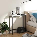 Mesa Consola Moderna Consola Estreita com Superfície com Efeito Mármore e Estrutura de Metal 75x24x76 cm Branco e Preto