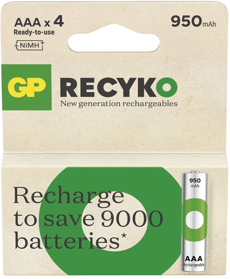 Blister 4 Pilhas Recarregáveis AAA / R03 1,2V 950mAh ReCyko - GP
