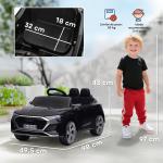 Carro Elétrico para Crianças Carro Audi Q8 Etron Sportback Infantil 12V Faróis Buzina e Música 98x49,5x43 cm Preto