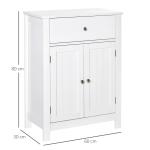 Armário de Casa de Banho com 1 Gaveta e Prateleira Interior Ajustável Móvel Auxiliar de Armazenamento Multifuncional para Sala de Estar Cozinha 60x30x80cm Branco