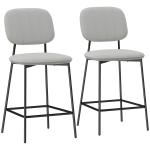 Conjunto de 2 Bancos de Bar Bancos Altos de Cozinha com Apoio para os Pés Estofados em Veludo 45x49x102 cm Cinza Claro