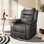 Poltrona Relax Levanta Pessoas com Controle Remoto Reclinação Elétrica de 160° Apoio para os Pés Encosto Estofado em PU e Bolsos Laterais 76x90x105cm Preto