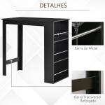 Mesa Bar de Bistrô com 3 Prateleiras com Suporte Estilo Moderno para Cozinha Sala de Estar Estrutura de Melamina 112x57x106cm Preto