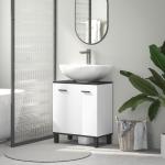 Móvel de Lavatório com 2 Portas e Prateleira Ajustável para Lavatório com ou sem Pedestal 60x34x70 cm Branco Brilhante