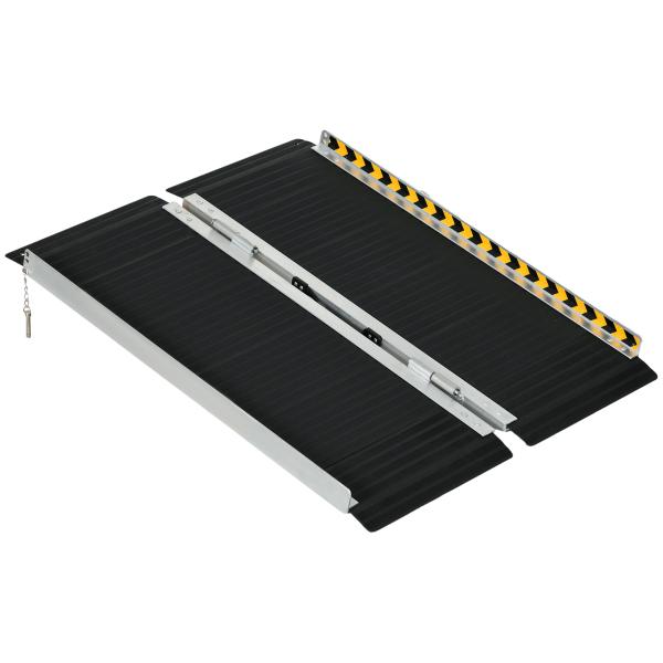 Rampa para Cadeira de Rodas Dobrável Portátil com Autocolantes Reflectores Carga 272 kg 91x73,6x5,1 cm Preto
