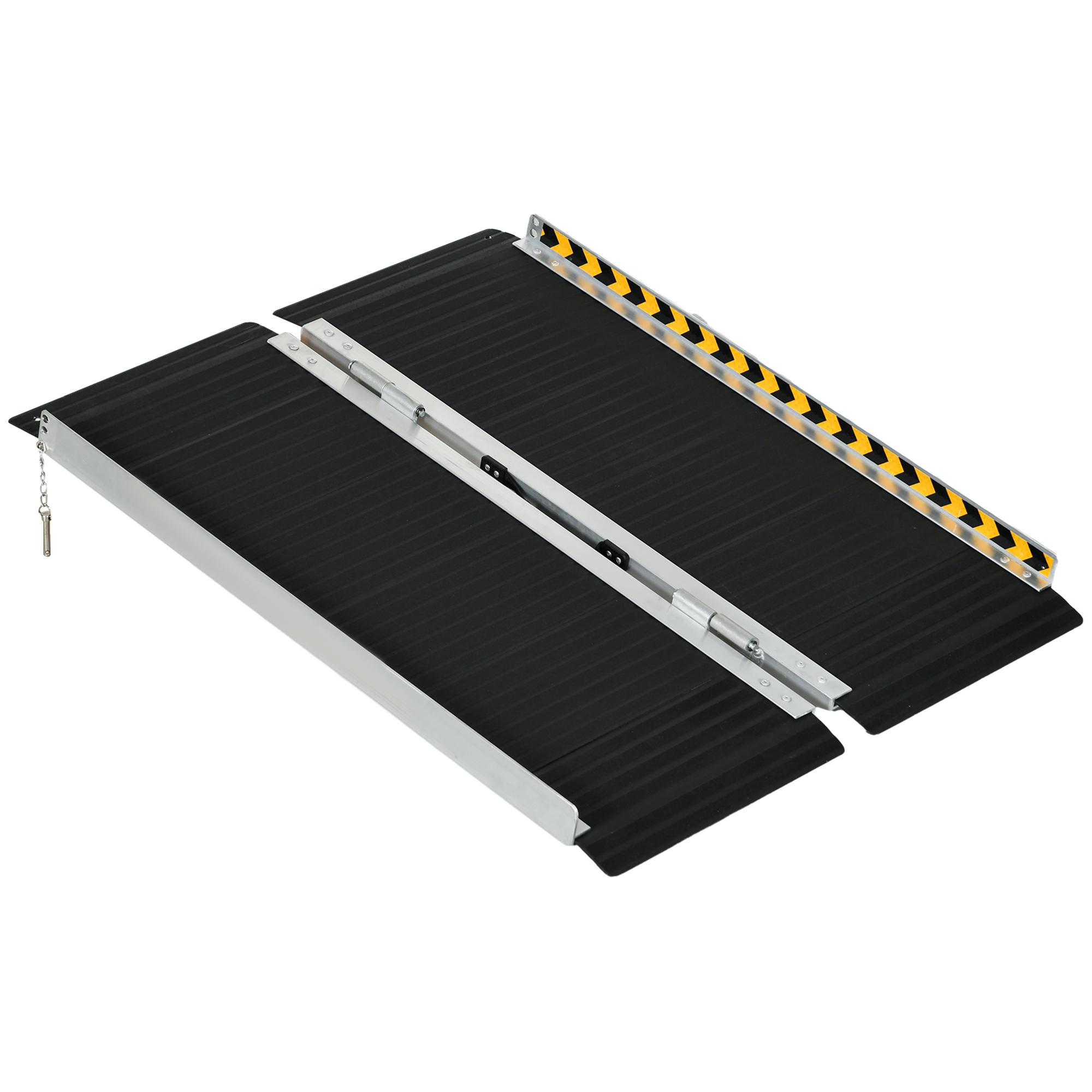 Rampa para Cadeira de Rodas Dobrável Portátil com Autocolantes Reflectores Carga 272 kg 91x73,6x5,1 cm Preto