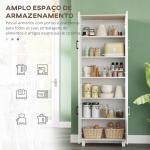 Armário de Cozinha com 4 Portas e Prateleiras Ajustáveis Anti - Tombo 60x30x170,5 cm Branco