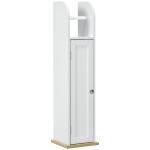 Armário Casa de Banho Armário com Prateleiras Ajustáveis e Suporte para Papel Higiénico 20x20x80 cm Branco