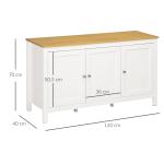 Aparador Sala de Estar com 3 Portas e Prateleiras Ajustáveis Estilo Moderno 120x40x70 cm Branco e Madeira