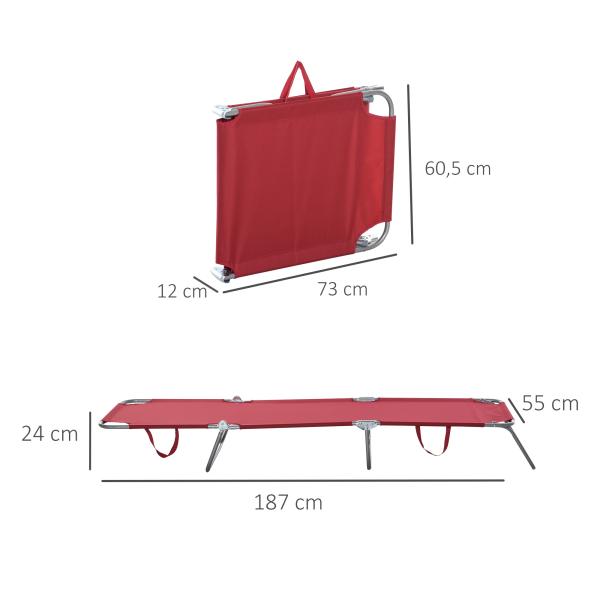 Espreguiçadeira Dobrável Espreguiçadeira de Jardim com Encosto Ajustável em 5 Posições para Terraço 187x55x24 cm Vermelho