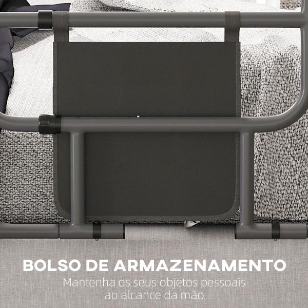 Grade para Cama Adulto Guarda de Segurança para Cama Dobrável com Bolso de Armazenamento 61x66x55 cm Cinza