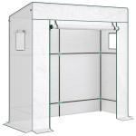 Estufa de Exterior com Janelas de Rede e Porta com Fecho de Correr para Cultivar Plantas e Flores 196x77x197 cm Branco
