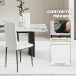 Conjunto de 6 Cadeiras de Sala de Jantar Estofadas em Linho com Pernas em Metal Cadeiras Modernas para Cozinha Quarto Suporta até 120 kg 41x50x97 cm Branco