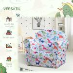 Poltrona para Crianças acima de 3 Anos com Desenhos de Foguete Estrutura de Madeira e Estofado em Flanela 50x39x44 cm Multicor
